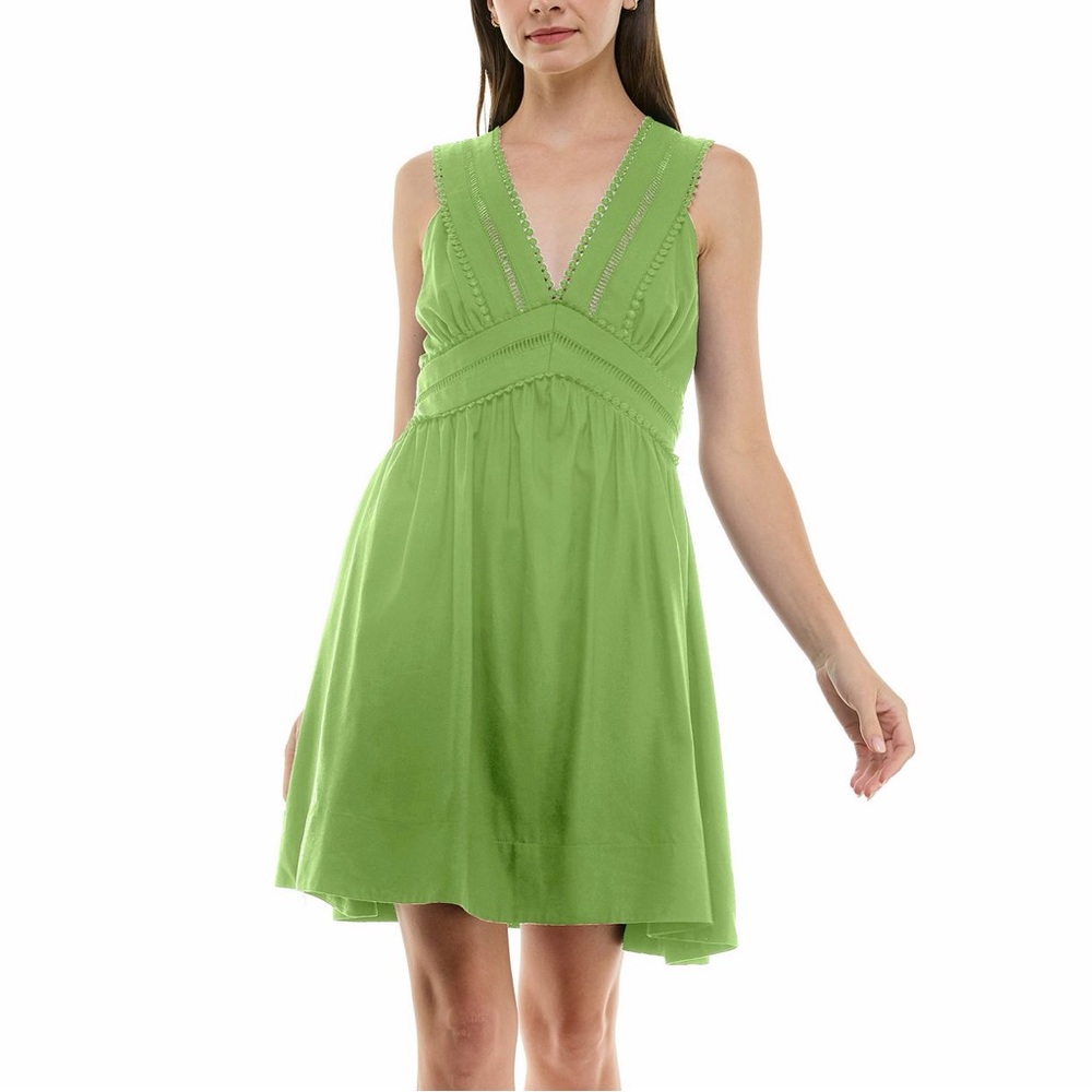 Taylor Vibrant Green Sleeveless Mini Dress